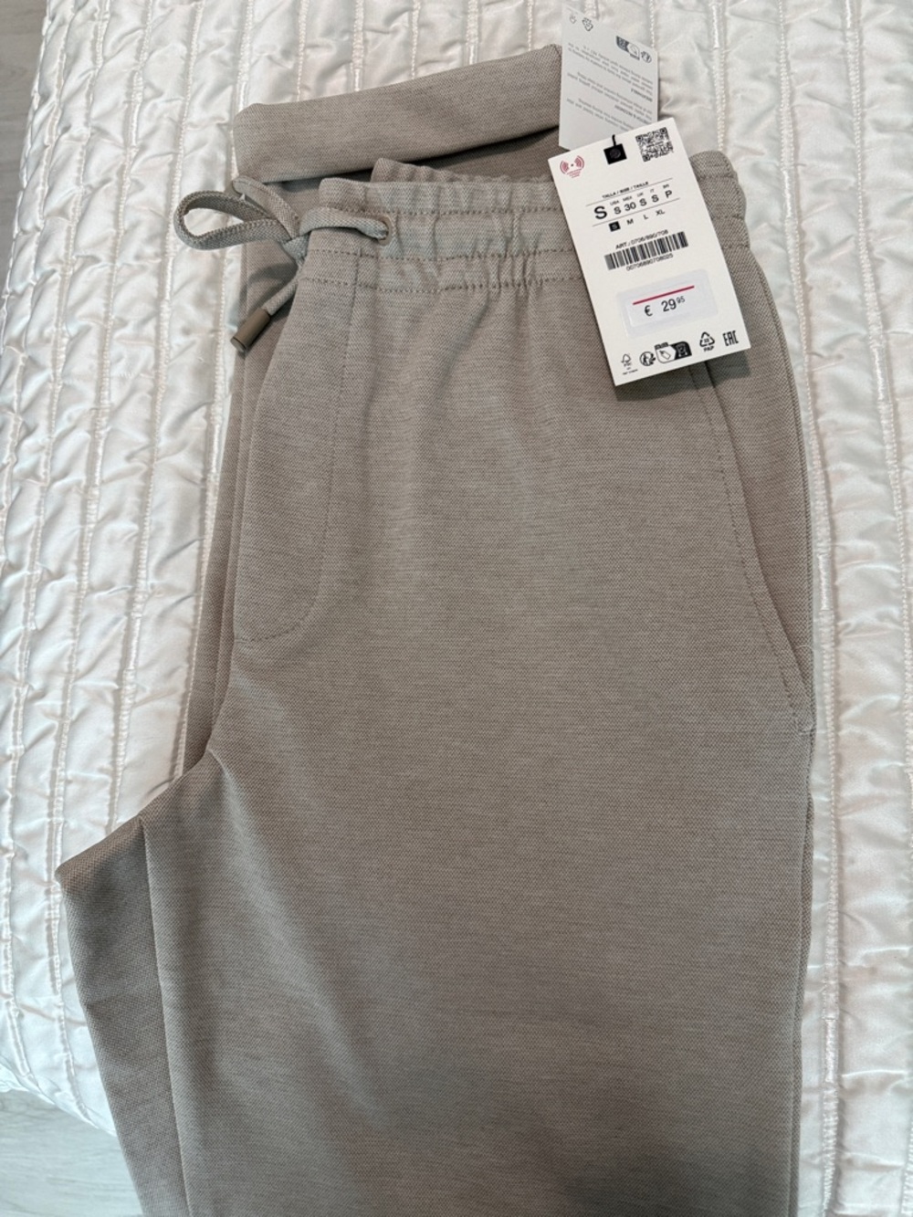 Zara Men's Drawstring Sweatpants in Light Taupe